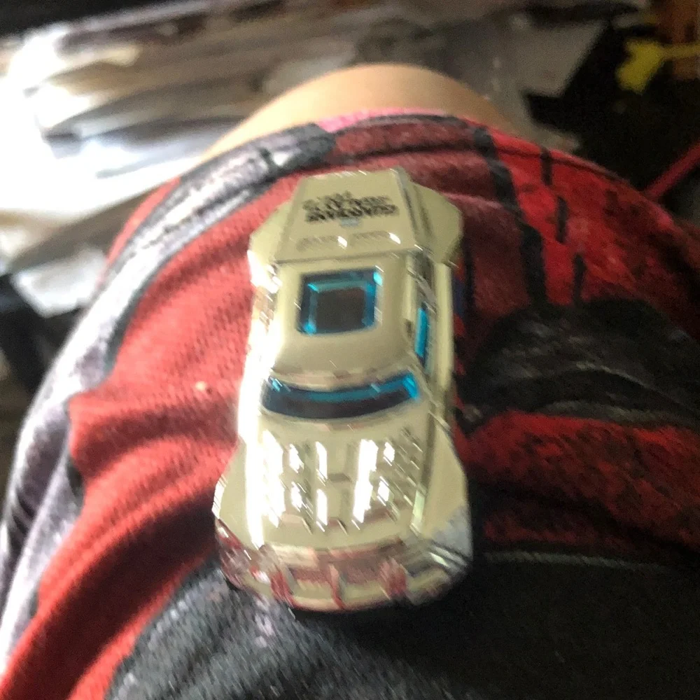Silver Die-Cast Toy Car with Blue Accents
